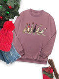 Women's Christmas Themed Cartoon Goose Print Drop Shoulder Sweatshirt, Casual Long Sleeve Round Neck Pullover for Daily...