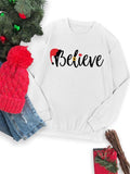Women's Christmas Themed Letter & Cartoon Print Drop Shoulder Sweatshirt, Casual Long Sleeve Round Neck Pullover for...