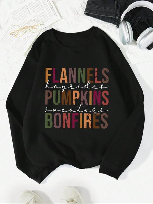 Women's Colorblock Letter Print Round Neck Sweatshirt, Casual Long Sleeve Crew Neck Pullover For Fall & Winter, Women's Clothes For Daily Wear
