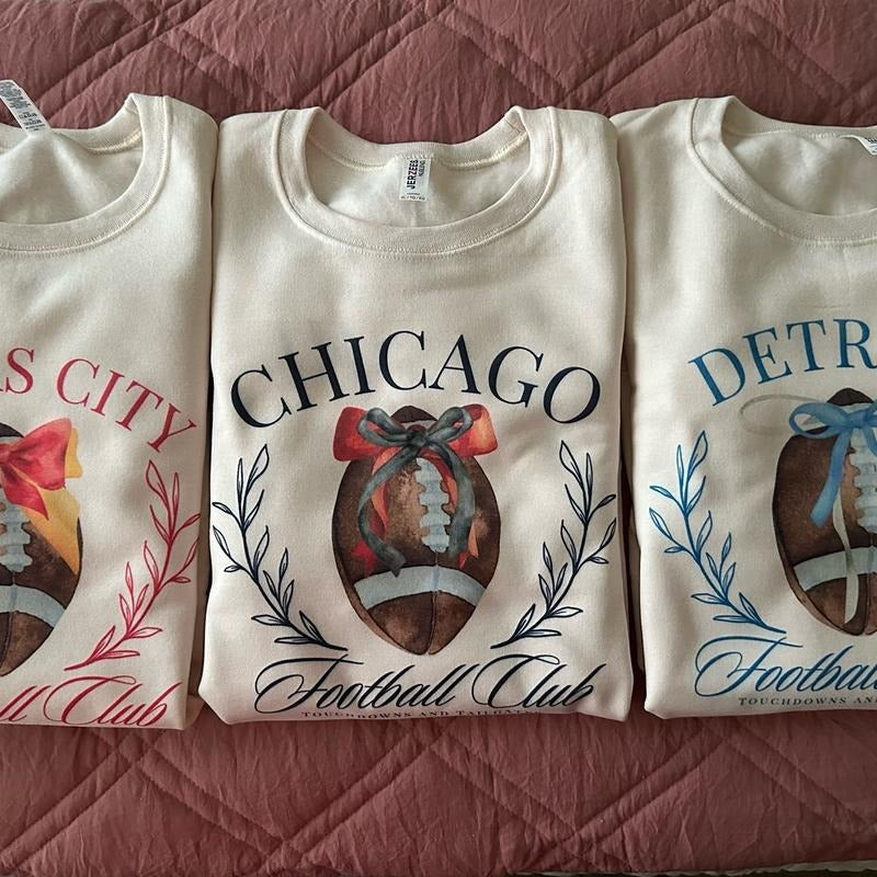 Women's Coquette Football Sweatshirt Cream Fall Sweatshirt T-Shirts, Hoodie | PureTeeCo.com