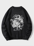 Women's Dragon Graphic Print Drop Shoulder Sweatshirt, Fashionable Casual Pullover Sweatshirt For Fall & Winter Daily...