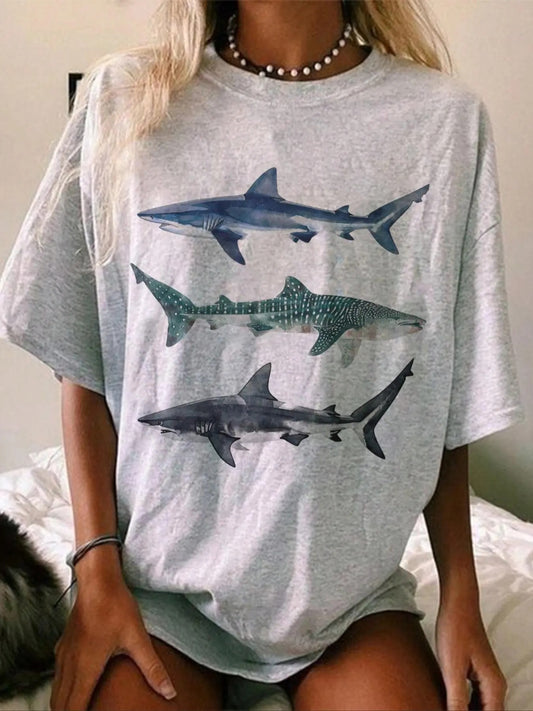 Women's Drop Shoulder Tee, Casual Cute Half Sleeve Round Neck T-Shirt for Summer, Ladies Top for Daily Wear, Graphic Tees