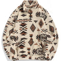 Women's Ethnic Pattern Pocket Zip Up Fuzzy Sweatshirt, Casual Long Sleeve Collared Pullover for Fall & Winter, Women's...