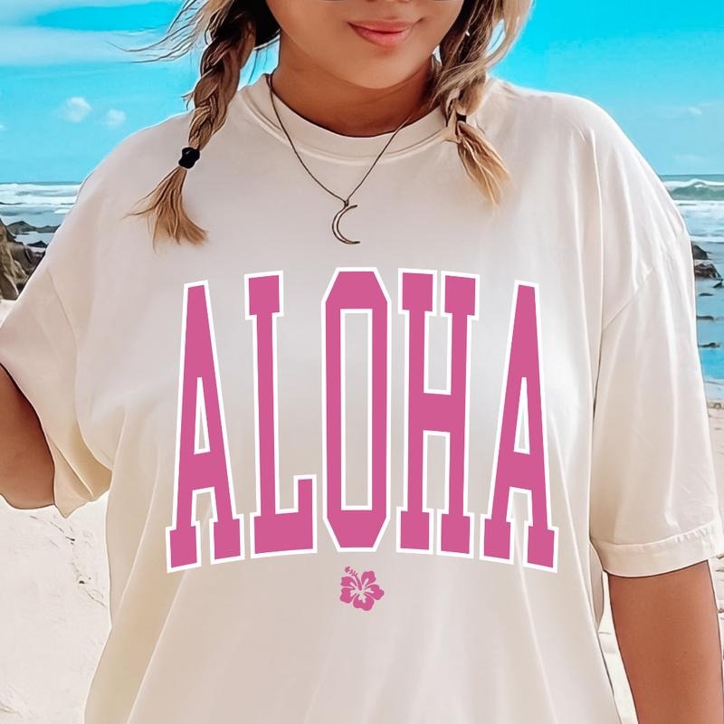 Women's Floral & Letter Print Drop Shoulder Crew Neck Tee, Summer Clothes Women, Casual Short Sleeve Round Neck T-Shirt...
