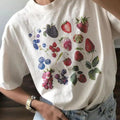 Women's Fruit Print Drop Shoulder Tee, Casual Half Sleeve Round Neck T-Shirt for Summer, Women's Top for Daily Wear...