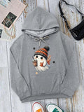 Women's Ghost & Pumpkin Print Drop Shoulder Hoodie, Fashion Casual Drawstring Pocket Hooded Sweatshirt for Daily Holiday...
