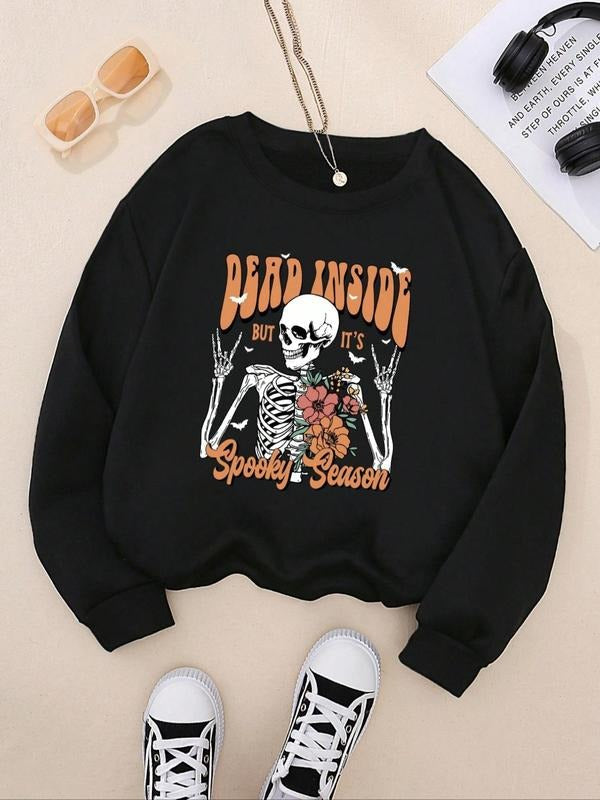 Women's Graphic Drop Shoulder Sweatshirt, Casual Long Sleeve Crew Neck Pullover For Fall & Winter, Women's Clothes For...