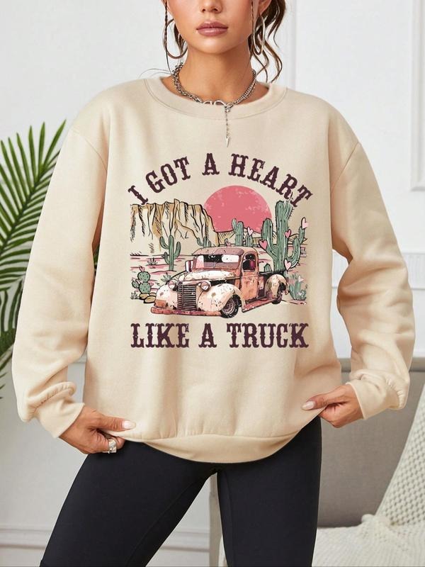 Women's Graphic Drop Shoulder Sweatshirt, Casual Long Sleeve Crew Neck Pullover For Fall & Winter, Women's Clothes For Daily Wearstyle{n002}3