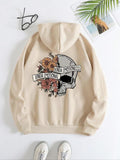 Women's Graphic Kangaroo Pocket Drawstring Hoodie, Fitted Cartoon & Letter Printed Longsleeves Hooded Sweatshirt, Casual...