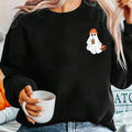 Women's Halloween  Ghost & Pumpkin Print Drop Shoulder Sweatshirt, Casual Long Sleeve Round Neck Pullover for Daily Wear,...