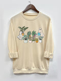 Women's Halloween Ghost & Plants Print Crew Neck Sweatshirt, Casual Long Sleeve Pullover, Women's Fall & Winter Clothes...