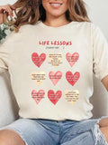 Women's Heart & Letter Print Round Neck Tee, Fashion Casual Crew Neck T-Shirt for Daily Holiday Vacation Outdoor Wear,...