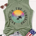 Women's Landscape & Letter Print Round Neck Tank Top, Casual Sleeveless Top for Summer, Ladies Clothes for Daily Wear...