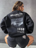 Women's Landscape Print Drop Shoulder Sweatshirt, Casual Long Sleeve Round Neck Pullover For Fall & Winter, Women's...
