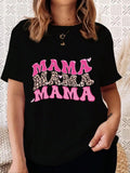 Women's Leopard & Letter Print Round Neck Tee, Casual Heart Print Short Sleeve Crew Neck T-shirt for Summer, Ladies...
