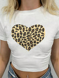 Women's Leopard Print Round Neck Tee, Fashion Casual Crew Neck T-shirt for Daily Holiday Vacation Outdoor Wear, Ladies...