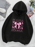 Women's Letter  & Bow Print Drop Shoulder Thermal Lined Hoodie, Fashion Casual Drawstring Pocket Hooded Sweatshirt for...