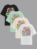 Women's Letter & Cartoon Print Round Neck Tee, Fashion Casual Crew Neck Short Sleeve T-shirt for Daily Outdoor Wear,...