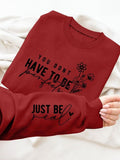 Women's Letter & Flower Print Pullover, Fashion Casual Crew Neck Sweatshirt for Daily Holiday Outdoor Wear, Women...
