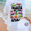 Women's Letter & Fruit Print Drop Shoulder Tee, Fashion Casual Crew Neck T-Shirt for Daily Outdoor Wear, Ladies Summer...