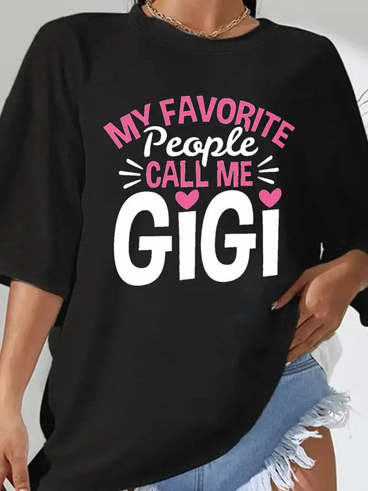 Women's Letter & Heart Print Round Neck Graphic Tee, Vintage Trendy Casual Short Sleeve T-shirt For Daily Wear, Ladies All Seasons Outfit