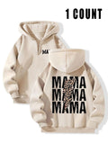 Women's Letter & Leopard Print Zip Up Hoodie, Casual Long Sleeve Hooded Sweatshirt for Fall & Winter, Women's Clothes for...