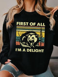 Women's Letter & Skunk Print Crew Neck Sweatshirt, Casual Long Sleeve Pullover for Fall & Winter, Women's Clothes for...