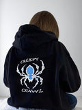 Women's Letter & Spider Print Drop Shoulder Hoodie, Spider Hoodie, Casual Drawstring Pocket Hooded Sweatshirt for Fall &...