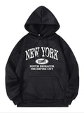 Women's Letter Print Drawstring Pocket Drop Shoulder Hoodie, Fashion Casual Hooded Long Sleeve Pullover For Daily Holiday...