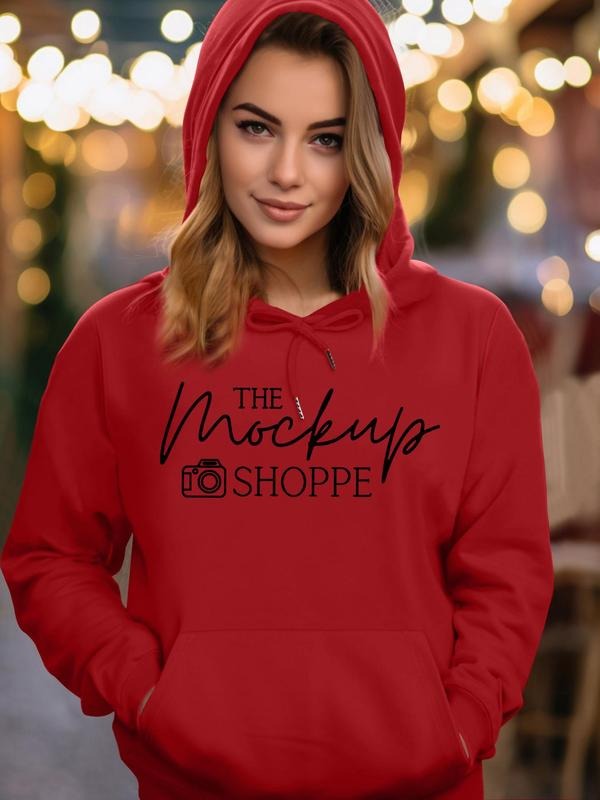 Women's Letter Print Drawstring Pocket Hoodie, Casual Long Sleeve Hooded Sweatshirt for Fall & Winter, Women's Clothes...