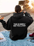 Women's Letter Print Drop Shoulder Drawstring Hoodie, Fashion Casual Pocket Hooded Sweatshirt For Daily Wear, Women Fall...