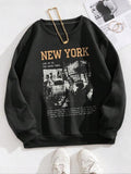 Women's Letter Print Drop Shoulder Sweatshirt, Casual Long Sleeve Crew Neck Pullover For Daily Wear, Ladies Fall & Winter...