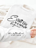 Women's Letter Print Drop Shoulder Sweatshirt, Casual Long Sleeve Round Neck Pullover for Fall & Winter, Women's Clothes...
