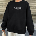 Women's Letter Print Drop Shoulder Thermal Lined Sweatshirt, Casual Long Sleeve Round Neck Pullover for Fall & Winter,...