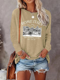 Women's Letter Print Round Neck Sweatshirt, Casual Long Sleeve Crew Neck Pullover for Fall & Winter, Women's Clothes for...