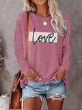 Women's Letter Print Round Neck T-shirt, Casual Long Sleeve Crew Neck Tee for Fall & Winter, Women's Clothes for Daily...