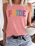 Women's Letter Print Round Neck Tank Top, Casual Sleeveless Crew Neck Top for Summer, Ladies Clothes for Daily Wear,...