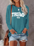 Women's Letter Print Round Neck Tee, Casual Long Sleeve Crew Neck T-shirt for Daily Wear, Ladies Clothes for All...
