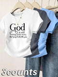 Women's Letter Print Round Neck Tee, Casual Short Sleeve Crew Neck T-shirt for Daily Wear, Ladies Clothes for All...