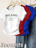 Women's Letter Print Round Neck Tee, Casual Short Sleeve Crew Neck T-shirt for Summer, Fashion Women's Top for Daily...