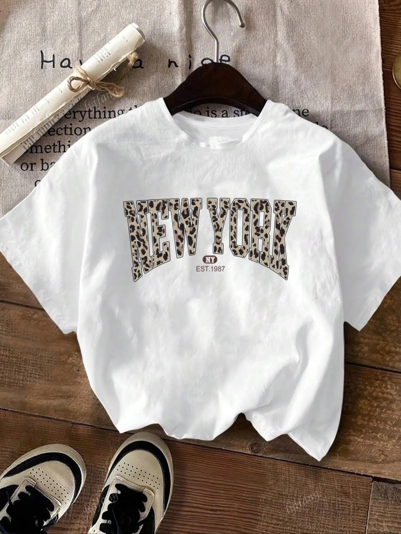 Women's Letter Print Round Neck Tee, Fashion Casual Crew Neck Short Sleeve T-Shirt for Daily Holiday Vacation Outdoor...
