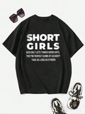 Women's Letter Print Round Neck Tee, Summer Clothes Women, Short Sleeve Crew Neck T-shirt for Daily Wear, Casual Summer...