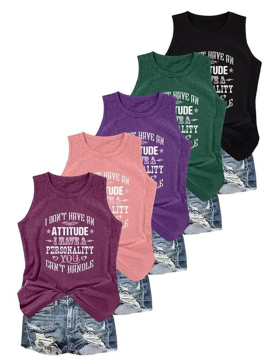 Women's Letter Print Tank Top, Casual Sleeveless Top for Daily Wear, Ladies Clothes for All Seasons, Socks
