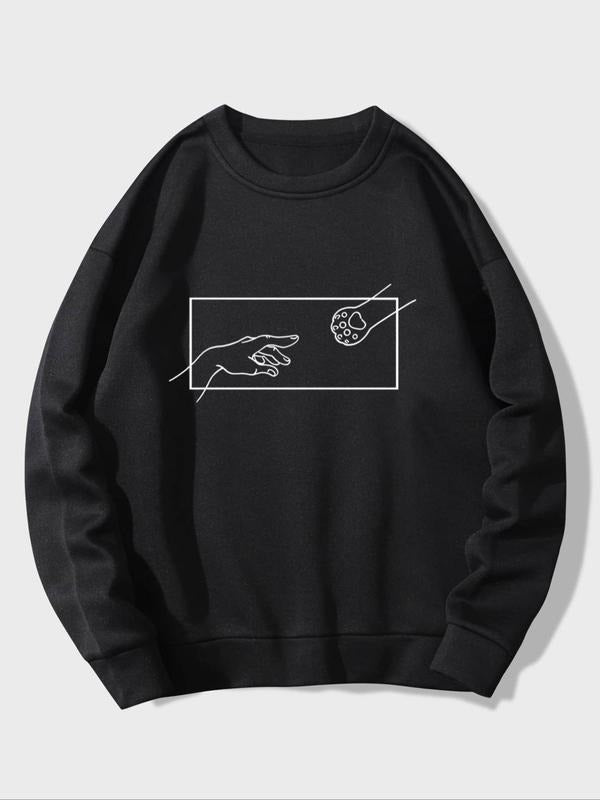 Women's Loose Fit Graphic Print Round Neck Sweatshirts, Casual Long Sleeve Crewneck Pullover Top for Fall & Winter Daily Wear Going Out