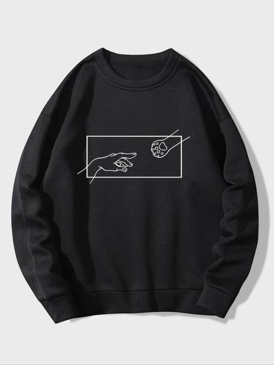 Women's Loose Fit Graphic Print Round Neck Sweatshirts, Casual Long Sleeve Crewneck Pullover Top for Fall & Winter Daily Wear Going Out