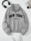 Women's Plain Print Half Zip Up Pullover Sweatshirt, 1 Count Casual Long Sleeve Hooded Sweatshirt for Fall & Winter,...