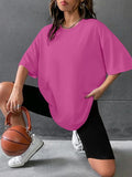 Women's Plain Round Neck Tee, Casual Short Sleeve Crew Neck T-Shirt for Summer, Fashion Women's Top for Daily Wear...