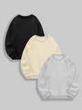 Women's Plain Thermal Lined Crew Neck Sweatshirt, Casual Drop Shoulder Long Sleeve Pullover, Women's Fall & Winter...