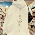 Women's Planet Print Drop Shoulder Thermal Lined Hoodie, Fashion Casual Drawstring Pocket Hooded Sweatshirt for Daily...