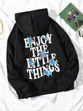 Women's Slogan Graphic Print Drop Shoulder Drawstring Hoodie, Fashion Casual Printed Pocket Hooded Sweatshirt for Daily...